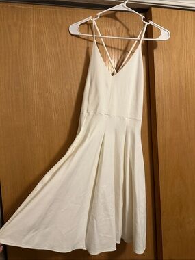 White V-Neck Spaghetti Strap Fit-and-Flare Dress
